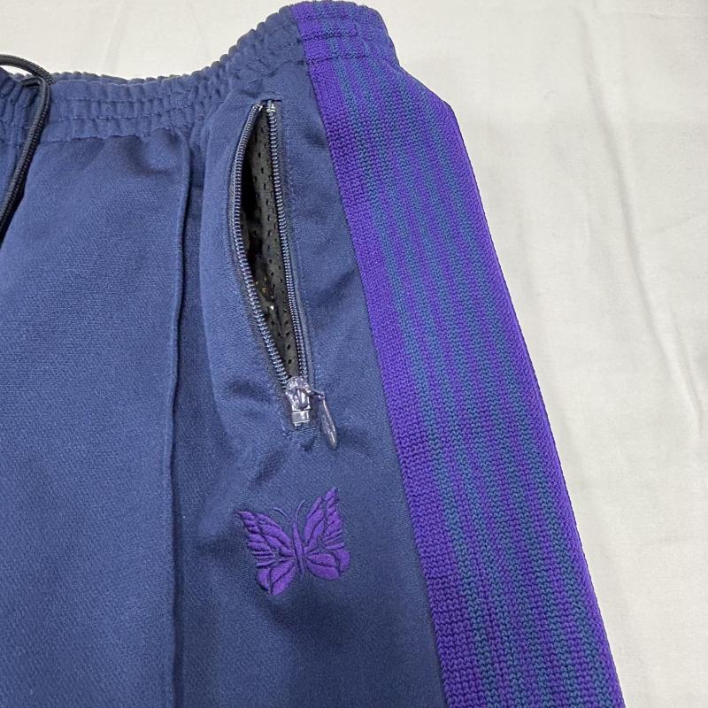 ニードルス Needles パンツ スラックス ブーツカット トラックパンツ FK195 蝶 刺繍 ゴムウエスト サイドライン ジップポケット XS 紺 / ネイビー / navy X 緑 / グリーン / green X 紫 / パープル / purple メンズ USED 古着 中古 50149980