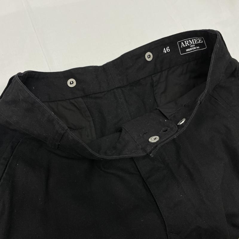 ヒューストン HOUSTON パンツ ワークパンツ、ペインターパンツ M-47 カーゴパンツ ミリタリー FRENCE ARMEE フラップポケット 裾ドローコード 46 黒 / ブラック / black メンズ USED 古着 中古 50149983