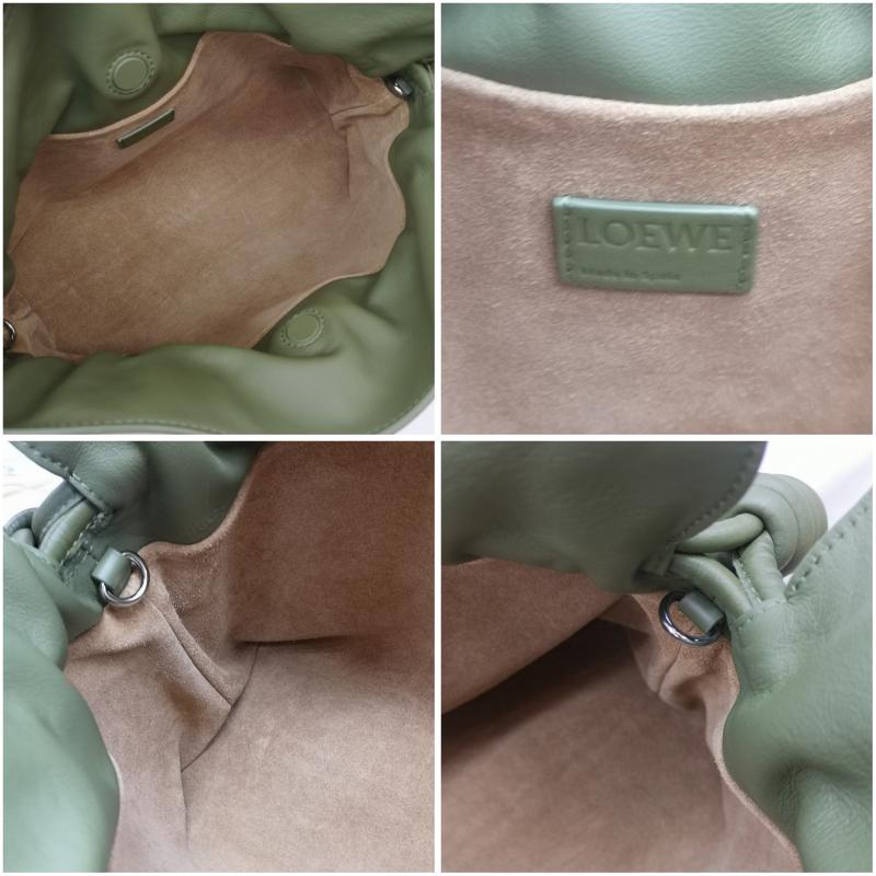 ロエベ LOEWE ショルダーバッグ ショルダーバッグ フラメンコ サープラス 2way クラッチ ショルダー レザー 巾着 バッグ - 灰 / グレー / gray X 緑 / グリーン / green X ベージュ / ベージュ / beige レディース USED 古着 中古 50150013