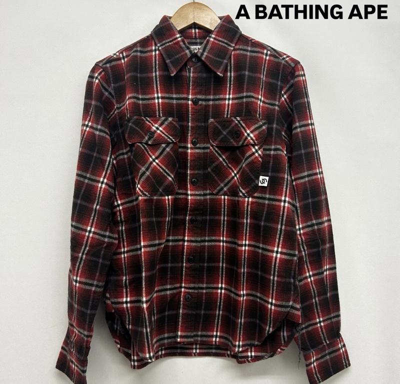アベイシングエイプ A BATHING APE シャツ、ブラウス 長袖 長袖シャツ チェックシャツ S チェック 赤 / レッド / red メンズ USED 古着 中古 50150026