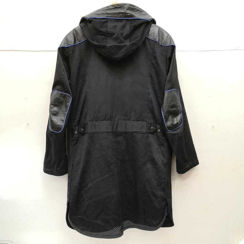 イッセイミヤケ ISSEY MIYAKE コート コート一般 08AW レザー メッシュ コットン デザイン ミリタリー コート 3 黒 / ブラック / black X 青 / ブルー / blue メンズ USED 古着 中古 50150040