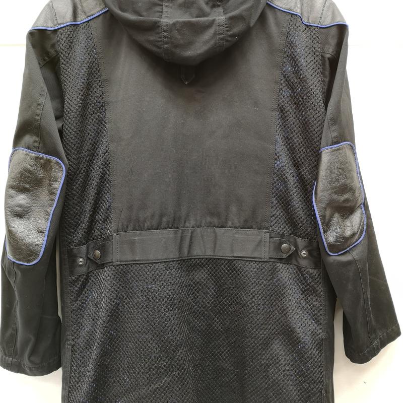 イッセイミヤケ ISSEY MIYAKE コート コート一般 08AW レザー メッシュ コットン デザイン ミリタリー コート 3 黒 / ブラック / black X 青 / ブルー / blue メンズ USED 古着 中古 50150040