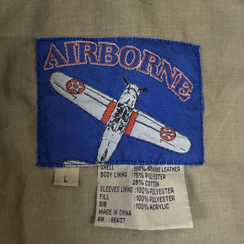 古着 USED ジャケット、上着 レザージャケット AIRBORNE 90年代 ビンテージ A-2 タイプ レザー フライト ジャケット 90s VINTAGE L メンズ USED 古着 中古 50150048