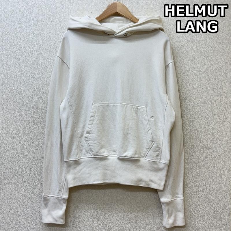 ヘルムートラング HELMUT LANG パーカー 長袖 サイドリブ プルオーバー フーディ パーカー ロゴ 刺繍 M 白 / ホワイト / white メンズ USED 古着 中古 50150055