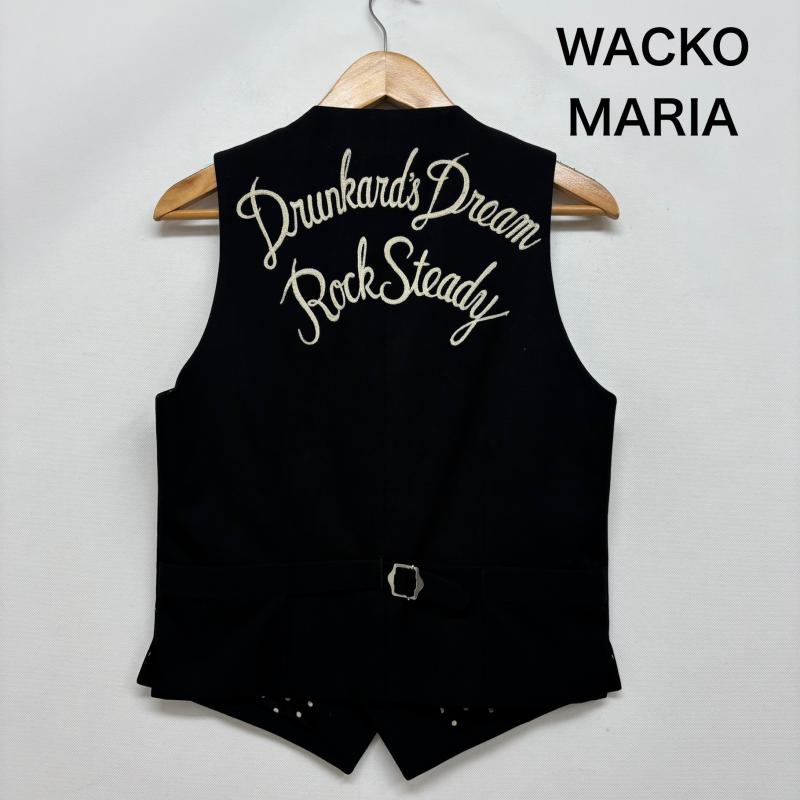 ワコマリア WACKO MARIA ベスト ベスト ベスト DRUNKARD S DREAM ROCK STEADY 刺繍 09AW-VES-19 S 黒 / ブラック / black メンズ USED 古着 中古 50150095