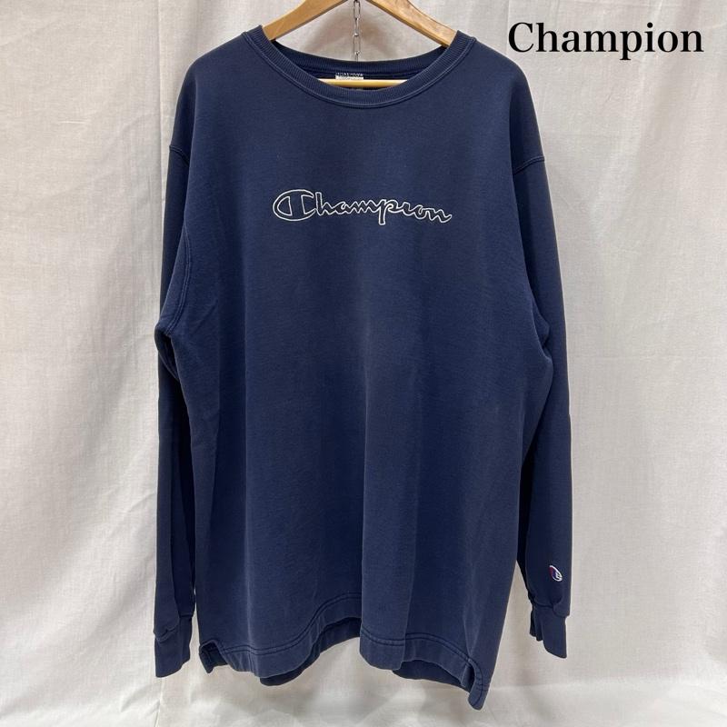 チャンピオン Champion トレーナー 長袖 90s スウェット ビックロゴ 刺繍 メキシコ製 ネイビー XX LARGE XXL ワンポイント X 刺繍 紺 / ネイビー / navy メンズ USED 古着 中古 50150151
