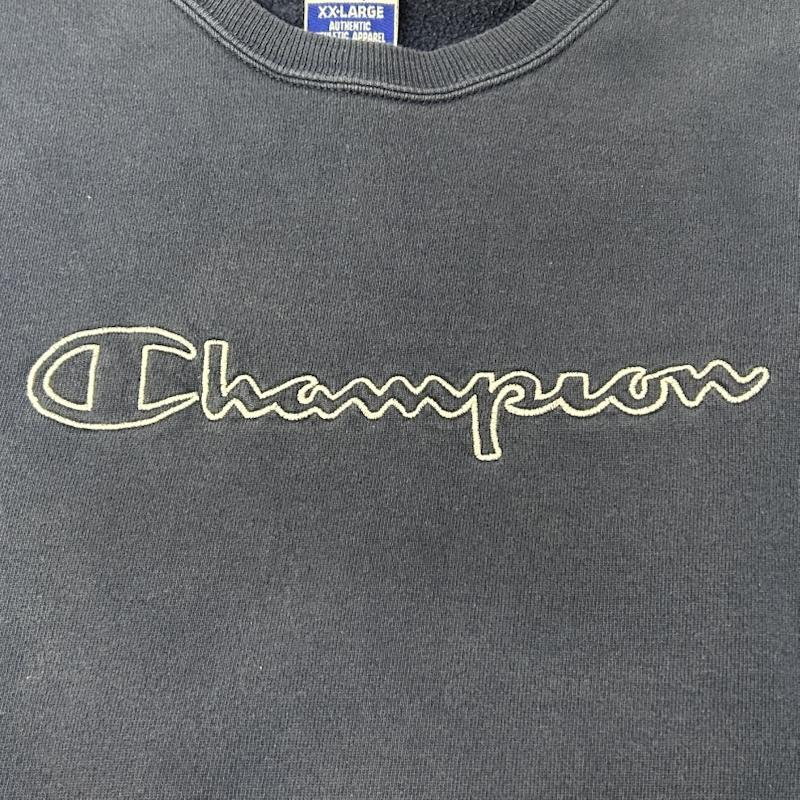 チャンピオン Champion トレーナー 長袖 90s スウェット ビックロゴ 刺繍 メキシコ製 ネイビー XX LARGE XXL ワンポイント X 刺繍 紺 / ネイビー / navy メンズ USED 古着 中古 50150151