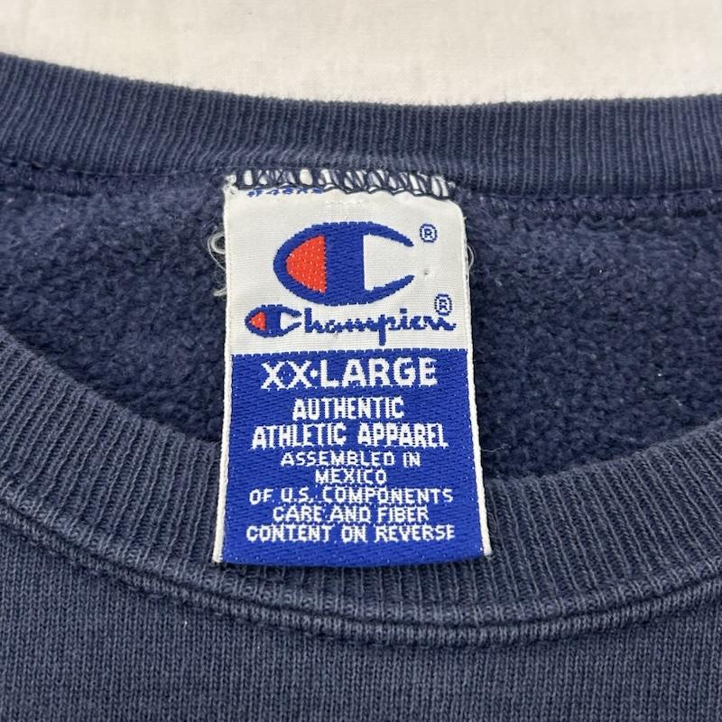 チャンピオン Champion トレーナー 長袖 90s スウェット ビックロゴ 刺繍 メキシコ製 ネイビー XX LARGE XXL ワンポイント X 刺繍 紺 / ネイビー / navy メンズ USED 古着 中古 50150151