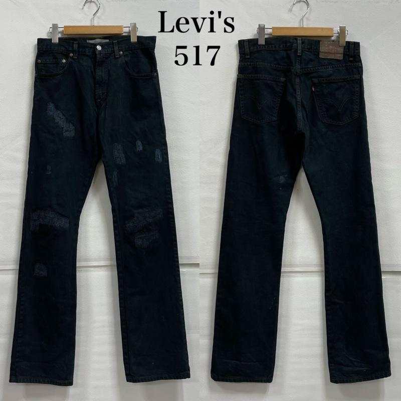リーバイス Levi s パンツ デニム、ジーンズ 517 ブーツカット ジーンズ メキシコ製 リメイク ダメージ加工 W31 L36 31インチ ダメージ加工 黒 / ブラック / black メンズ USED 古着 中古 50150165