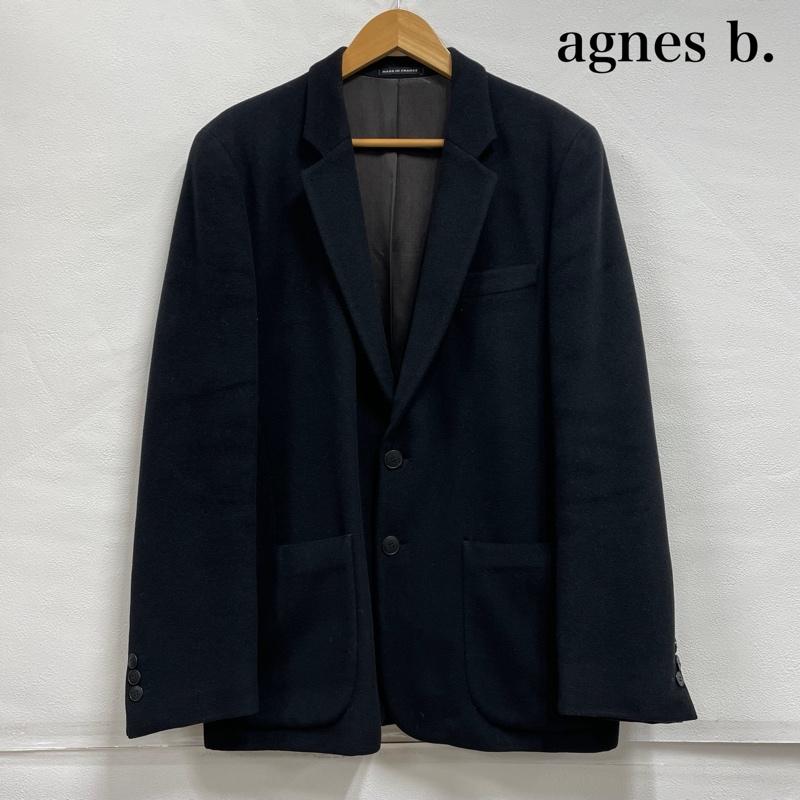 アニエス・ベー agnes b. ジャケット、上着 ジャケット、ブレザー homme オム ウール カシミヤ テーラード ジャケット 毛の中のラム コート フランス製 50 無地 黒 / ブラック / black メンズ USED 古着 中古 50150166