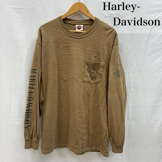 ハーレーダビッドソン Harley-Davidson Tシャツ 長袖 Hanes 2010 ロングスリーブ ポケット Tシャツ 4面 プリント L メンズ USED 古着 中古 50150186