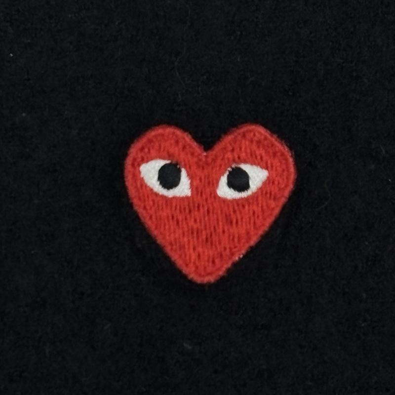 コムデギャルソン COMME des GARCONS ポロシャツ 半袖 AD2023/8 AX-N094 PLAY プレイ ハートロゴ ウール ニット ポロシャツ L 黒 / ブラック / black メンズ USED 古着 中古 50150191