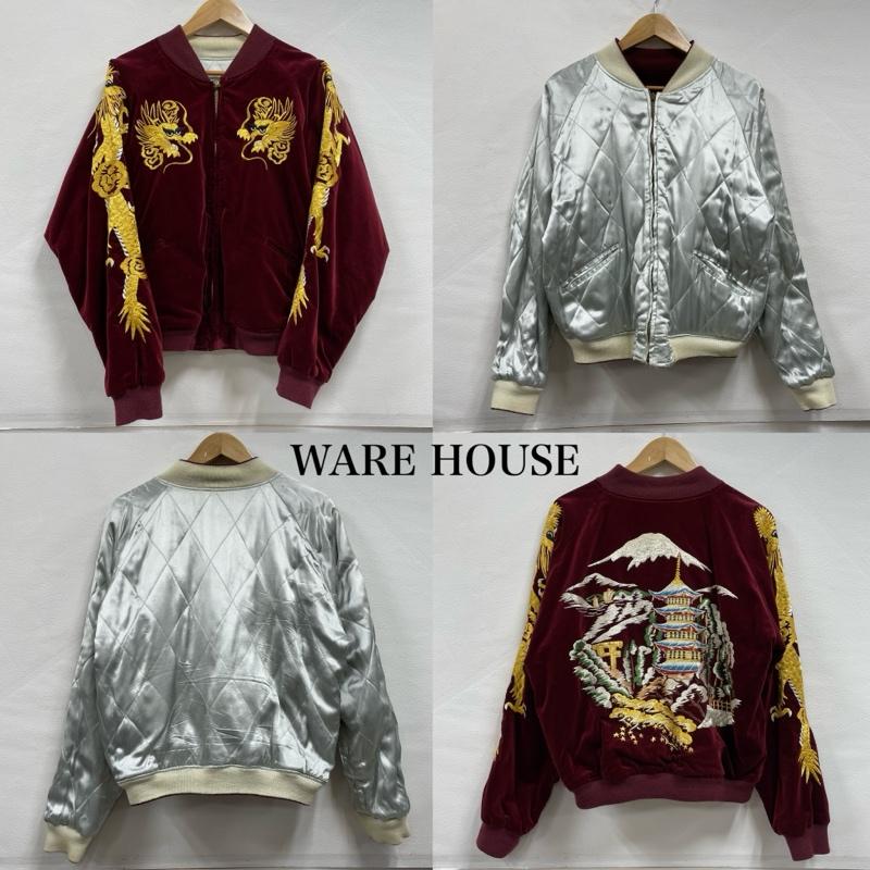 ウエアハウス WAREHOUSE ジャケット、上着 ジャンパー、ブルゾン 別珍 サテンキルト リバーシブル スカジャン 五重塔 金龍 刺繍 36 36 刺繍 えんじ / ワインレッド / dark red X 金 / ゴールド / gold color メンズ USED 古着 中古 50150257