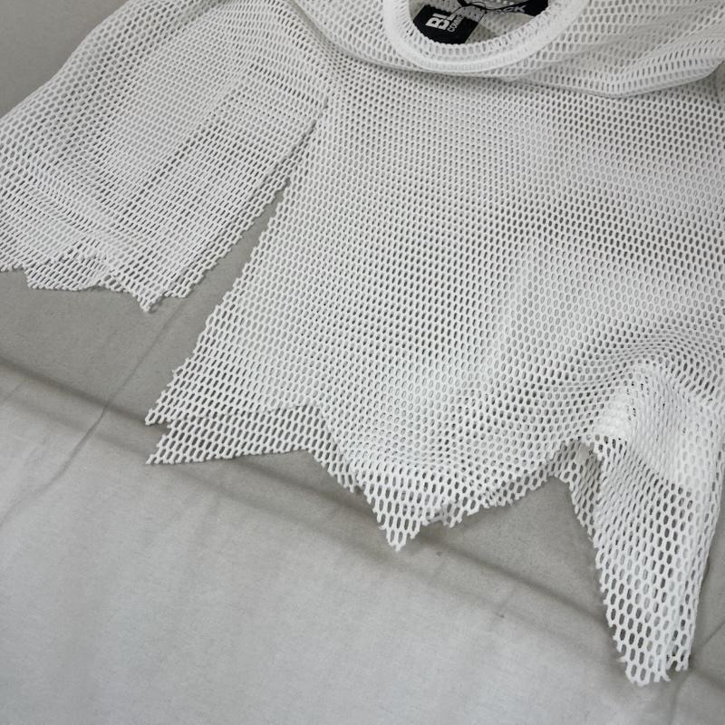 ブラックコムデギャルソン BLACK COMME des GARCONS Tシャツ 半袖 23SS 変形 メッシュ クルーネック Tシャツ 1K-T002 XS 白 / ホワイト / white メンズ USED 古着 中古 50150267