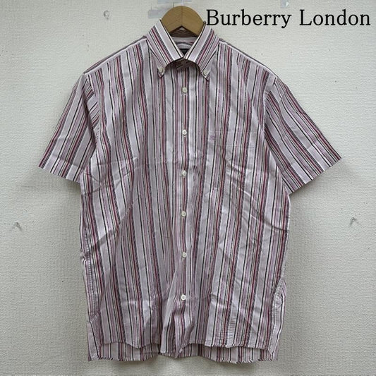 バーバリーロンドン Burberry London シャツ、ブラウス 半袖 ロゴ 刺繍 ストライプ ボタンダウン シャツ M 桃 / ピンク / pink メンズ USED 古着 中古 50150272