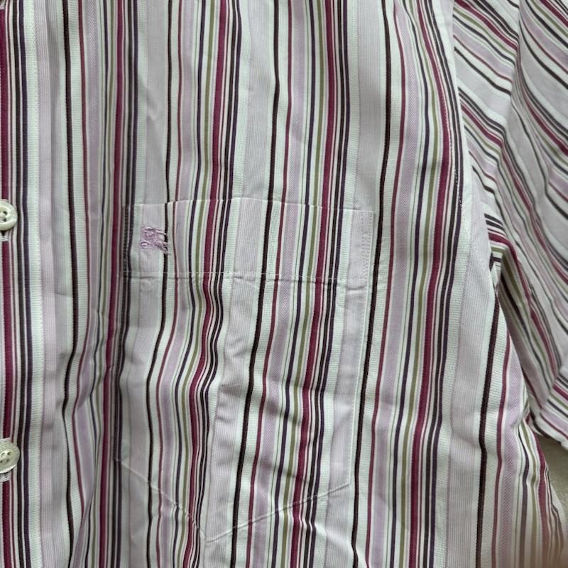 バーバリーロンドン Burberry London シャツ、ブラウス 半袖 ロゴ 刺繍 ストライプ ボタンダウン シャツ M 桃 / ピンク / pink メンズ USED 古着 中古 50150272
