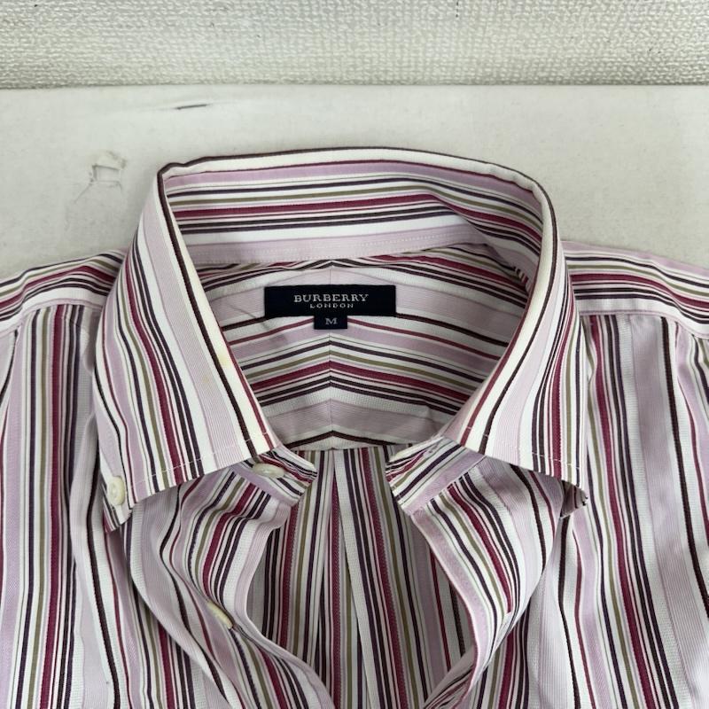 バーバリーロンドン Burberry London シャツ、ブラウス 半袖 ロゴ 刺繍 ストライプ ボタンダウン シャツ M 桃 / ピンク / pink メンズ USED 古着 中古 50150272