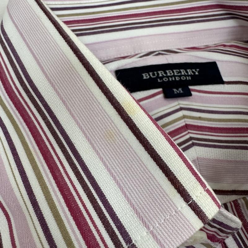 バーバリーロンドン Burberry London シャツ、ブラウス 半袖 ロゴ 刺繍 ストライプ ボタンダウン シャツ M 桃 / ピンク / pink メンズ USED 古着 中古 50150272