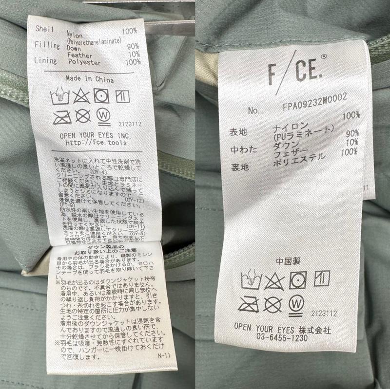 エフシーイー F/CE. ジャケット、上着 ダウンベスト PERTEX WATERPROOF DOWN VEST ダウン ベスト FPA09232M0002 L カーキオリーブ / カーキオリーブ / メンズ USED 古着 中古 50150288