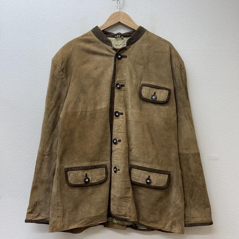 古着 USED ジャケット、上着 レザージャケット ヌバック レザー チロリアン ジャケット エルボーパッチ ビッグサイズ 52 メンズ USED 古着 中古 50150293