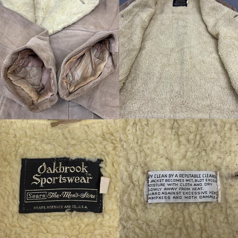 シアーズ SEARS ジャケット、上着 レザージャケット 70年代 ビンテージ スエードレザー 裏ボア ランチ ジャケット くるみボタン 70s VINTAGE 40 メンズ USED 古着 中古 50150294