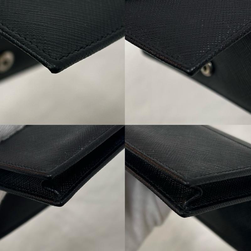 プラダ PRADA カードケース 名刺入れ サフィアーノトライアングルカードケース 二つ折り ブラック - ロゴ、文字 黒 / ブラック / black メンズ USED 古着 中古 50150304