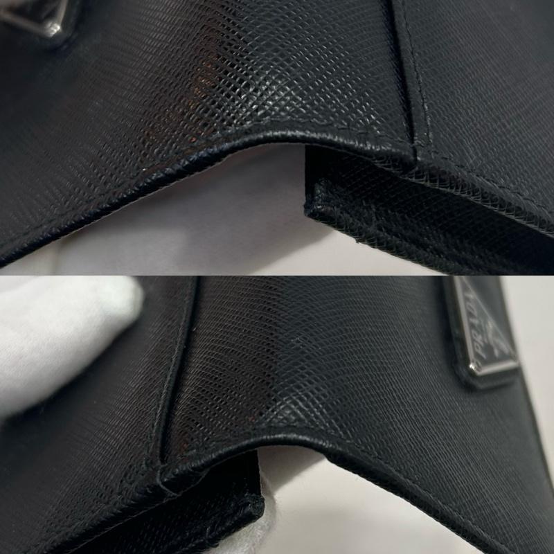プラダ PRADA カードケース 名刺入れ サフィアーノトライアングルカードケース 二つ折り ブラック - ロゴ、文字 黒 / ブラック / black メンズ USED 古着 中古 50150304