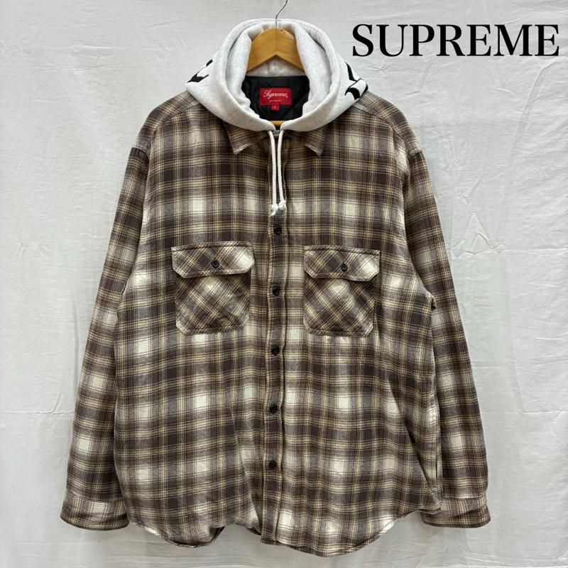 シュプリーム Supreme パーカー 長袖 21AW Hooded Flannel Zip Up Shirt ジップアップ パーカー チェック シャツ L チェック X ロゴ、文字 X 刺繍 メンズ USED 古着 中古 50150359