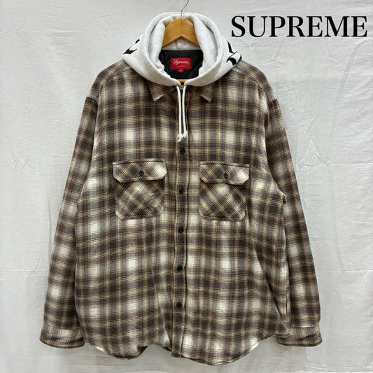 シュプリーム Supreme パーカー 長袖 21AW Hooded Flannel Zip Up Shirt ジップアップ パーカー チェック シャツ L チェック X ロゴ、文字 X 刺繍 メンズ USED 古着 中古 50150359