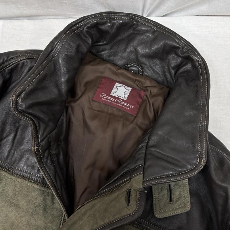 古着 USED ジャケット、上着 レザージャケット Roman Rominas スムース ヌバック レザー 切替し スタンドカラー ミドル丈 コート L メンズ USED 古着 中古 50150373