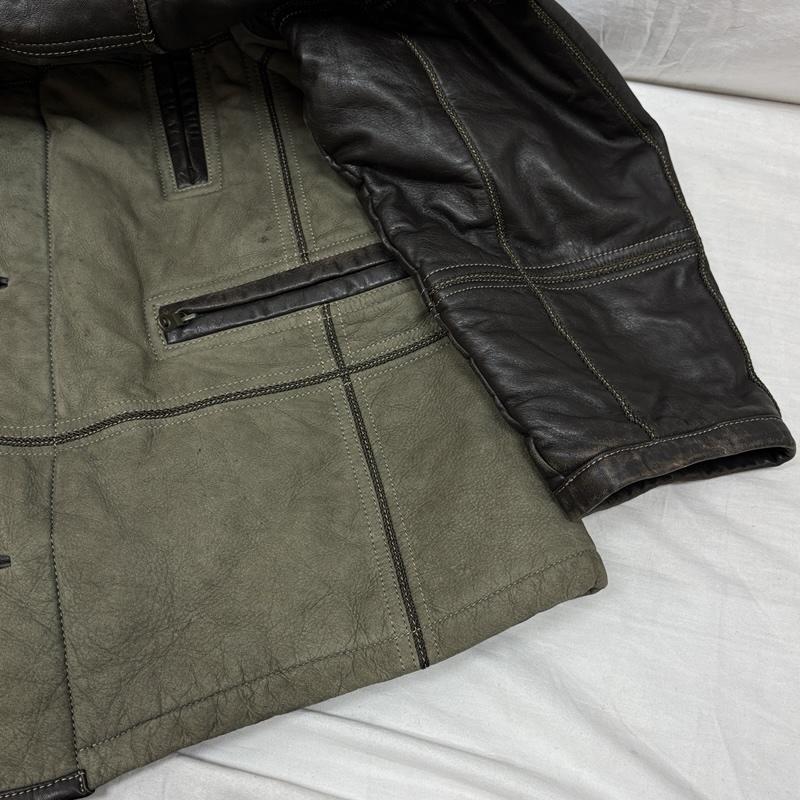 古着 USED ジャケット、上着 レザージャケット Roman Rominas スムース ヌバック レザー 切替し スタンドカラー ミドル丈 コート L メンズ USED 古着 中古 50150373