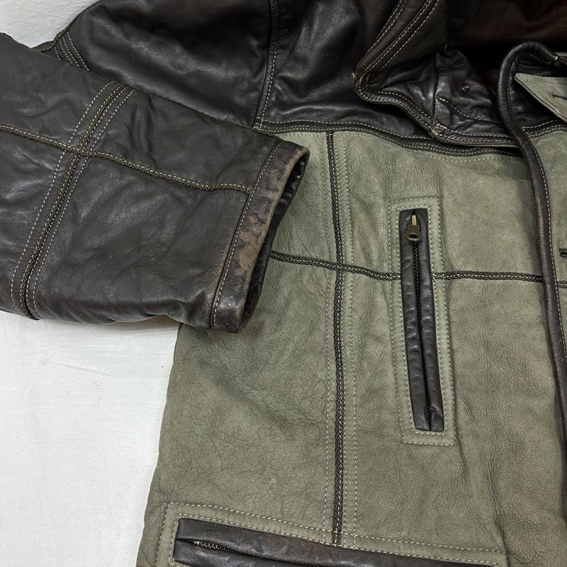 古着 USED ジャケット、上着 レザージャケット Roman Rominas スムース ヌバック レザー 切替し スタンドカラー ミドル丈 コート L メンズ USED 古着 中古 50150373