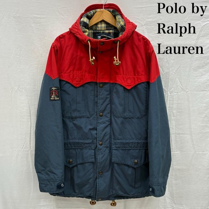 ポロバイラルフローレン Polo by RALPH LAUREN ジャケット、上着 ジャンパー、ブルゾン 90s チェック ライナー ツートン マウンテン パーカー 60/40クロス S ワンポイント X ロゴ、文字 X チェック 紺 / ネイビー / navy X 赤 / レッド / red メンズ USED 古着 中古 50150376