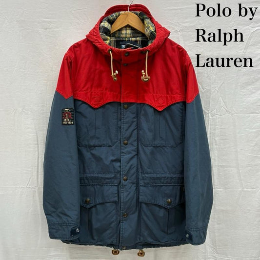 ポロバイラルフローレン Polo by RALPH LAUREN ジャケット、上着 ジャンパー、ブルゾン 90s チェック ライナー ツートン マウンテン パーカー 60/40クロス S ワンポイント X ロゴ、文字 X チェック 紺 / ネイビー / navy X 赤 / レッド / red メンズ USED 古着 中古 50150376