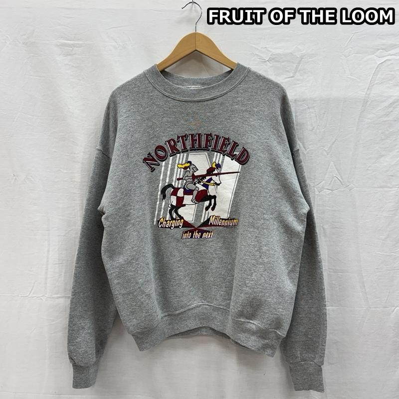 フルーツオブザルーム FRUIT OF THE LOOM トレーナー 長袖 BEST NORTHFIELD ロゴ プリント クルーネック スウェット トレーナー - 灰 / グレー / gray メンズ USED 古着 中古 50150383