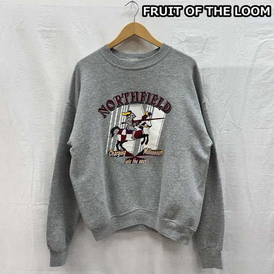 フルーツオブザルーム FRUIT OF THE LOOM トレーナー 長袖 BEST NORTHFIELD ロゴ プリント クルーネック スウェット トレーナー - 灰 / グレー / gray メンズ USED 古着 中古 50150383