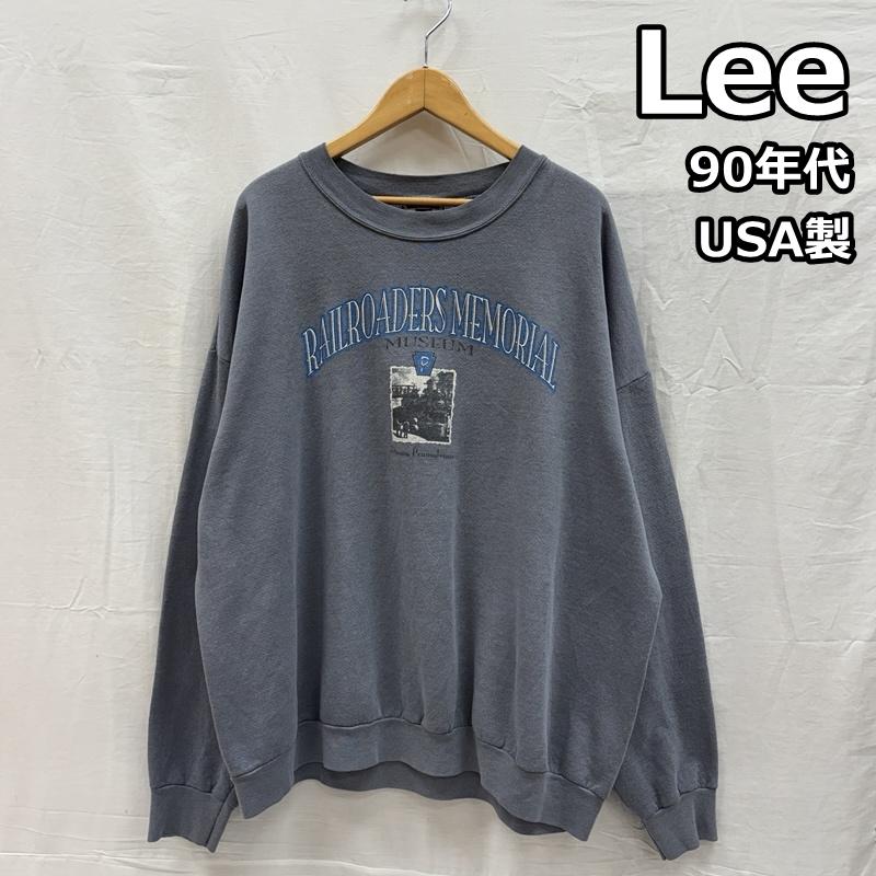 リー Lee トレーナー 長袖 90年代 ビンテージ USA製 RAILROADERS 博物館 プリント スウェット トレーナー 90s - メンズ USED 古着 中古 50150386
