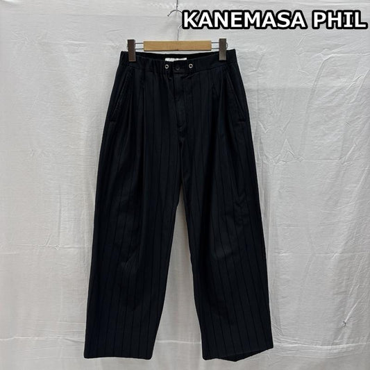 古着 USED ボトムス ボトムス KANEMASA PHIL カネマサフィル 24SS ストライプ タイプライター イージー パンツ S ストライプ 黒 / ブラック / black メンズ USED 古着 中古 50150394