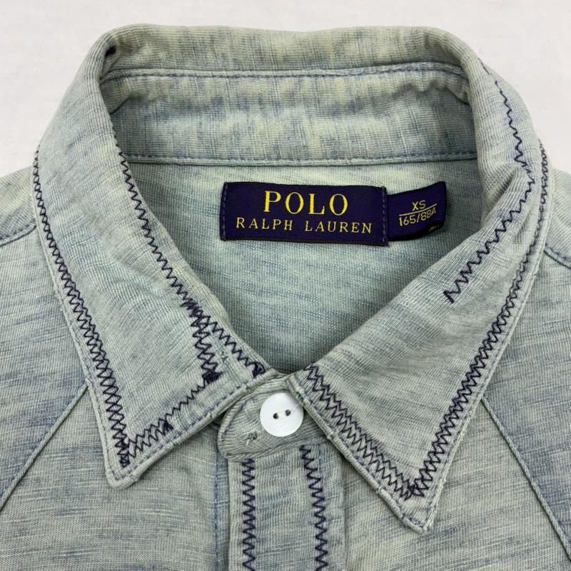 ポロラルフローレン POLO RALPH LAUREN シャツ、ブラウス 長袖 ウエスタン シャンブレー シャツ ヴィンテージ加工 コンチョボタン 710547117001 XS ダメージ加工 X 刺繍 メンズ USED 古着 中古 50150405