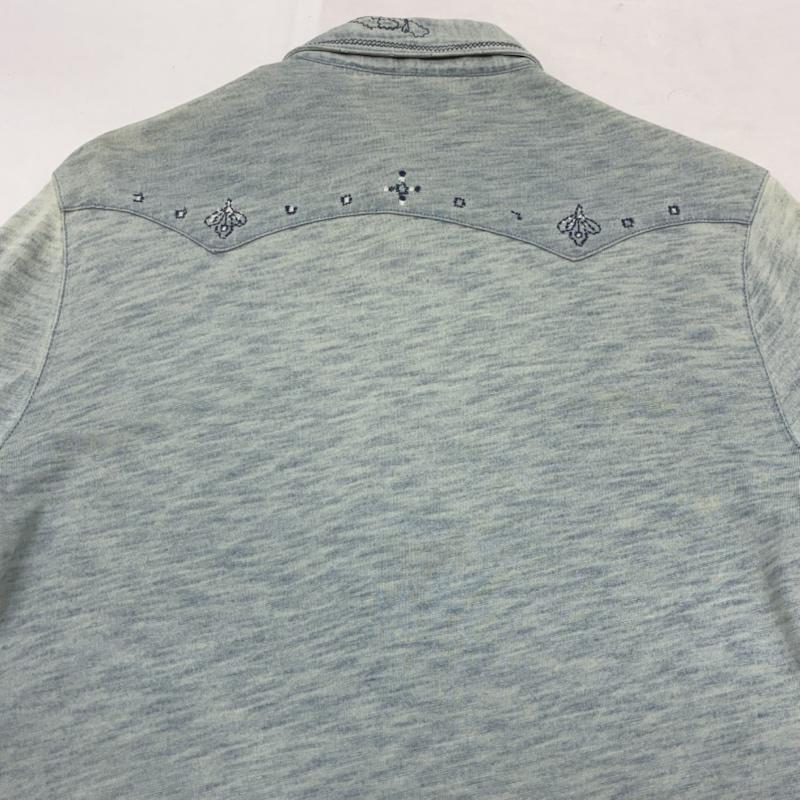 ポロラルフローレン POLO RALPH LAUREN シャツ、ブラウス 長袖 ウエスタン シャンブレー シャツ ヴィンテージ加工 コンチョボタン 710547117001 XS ダメージ加工 X 刺繍 メンズ USED 古着 中古 50150405