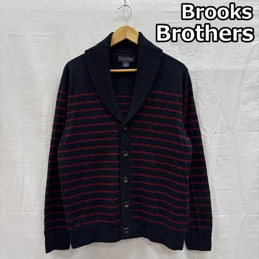 ブルックス ブラザーズ BROOKS BROTHERS カーディガン 長袖 ボーダー柄 メリノウール ニット ショールカラー カーディガン M 紺 / ネイビー / navy X 赤 / レッド / red メンズ USED 古着 中古 50150430