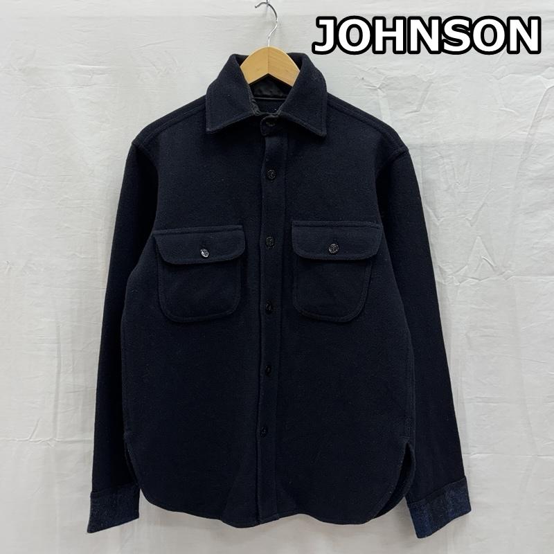 ジョンソン JOHNSON シャツ、ブラウス 長袖 USA製 チェック切替し ウール CPO シャツ S5PATCH S 紺 / ネイビー / navy メンズ USED 古着 中古 50150431