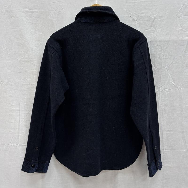 ジョンソン JOHNSON シャツ、ブラウス 長袖 USA製 チェック切替し ウール CPO シャツ S5PATCH S 紺 / ネイビー / navy メンズ USED 古着 中古 50150431