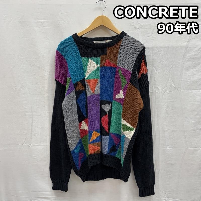 古着 USED ニット、セーター 長袖 CONCRETE 90年代 ビンテージ 香港製 幾何学模様 クルーネック ニット セーター 90s VINTAGE L メンズ USED 古着 中古 50150436