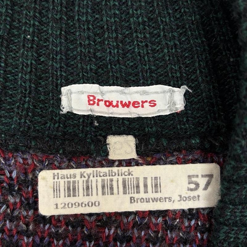 古着 USED カーディガン 長袖 Brouwers イタリア製 総柄 ニット カーディガン くるみボタン 52 メンズ USED 古着 中古 50150440