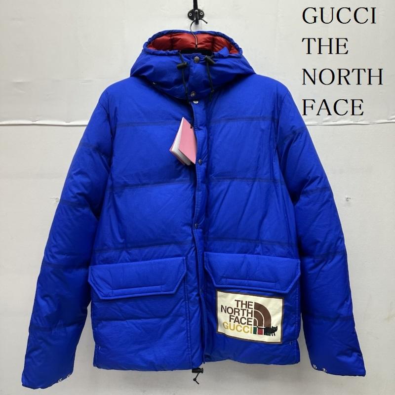 グッチ GUCCI ジャケット、上着 ダウンジャケット 21AW THE NORTH FACE 663753 XAACW ダブル ロゴ プリント ダウン ジャケット M 青 / ブルー / blue メンズ USED 古着 中古 50150444