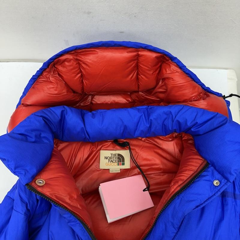 グッチ GUCCI ジャケット、上着 ダウンジャケット 21AW THE NORTH FACE 663753 XAACW ダブル ロゴ プリント ダウン ジャケット M 青 / ブルー / blue メンズ USED 古着 中古 50150444