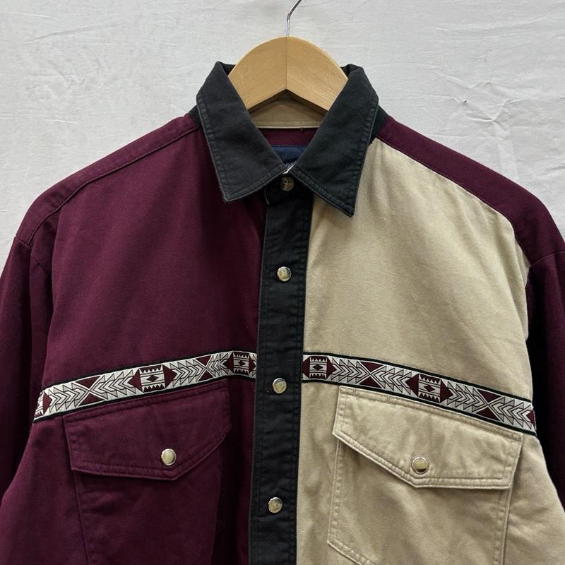 ラングラー Wrangler シャツ、ブラウス 長袖 パネル切替し クレイジーパターン チロリアンテープ ヨーク シャツ S メンズ USED 古着 中古 50150446