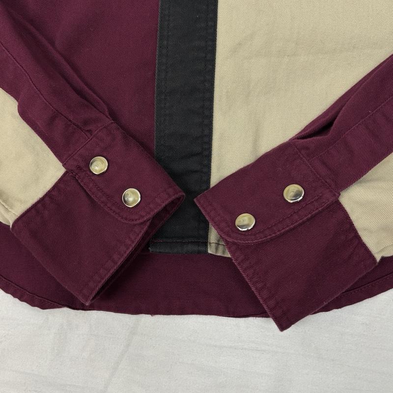 ラングラー Wrangler シャツ、ブラウス 長袖 パネル切替し クレイジーパターン チロリアンテープ ヨーク シャツ S メンズ USED 古着 中古 50150446