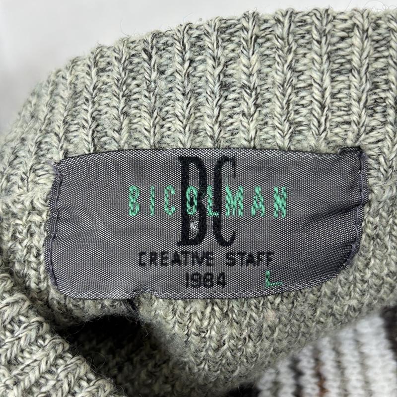 古着 USED ニット、セーター 長袖 BICOLMAN 90年代 ビンテージ 幾何学模様 クルーネック ニット セーター 90s VINTAGE - メンズ USED 古着 中古 50150452